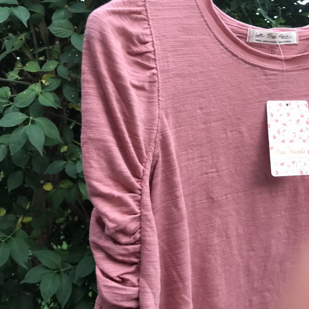 Free People Puffed Shoulder Ruched Long Sleeve Top - Picture 8 of 10